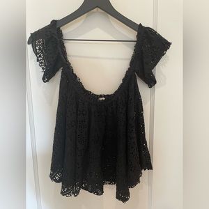 Free People - Beach - Off The Shoulder - Lace Like Flowy Top - Black - Size M